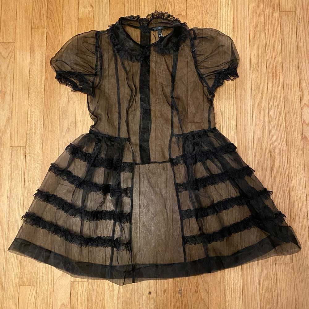 Black Button Down Sheer Wednesday Dress
